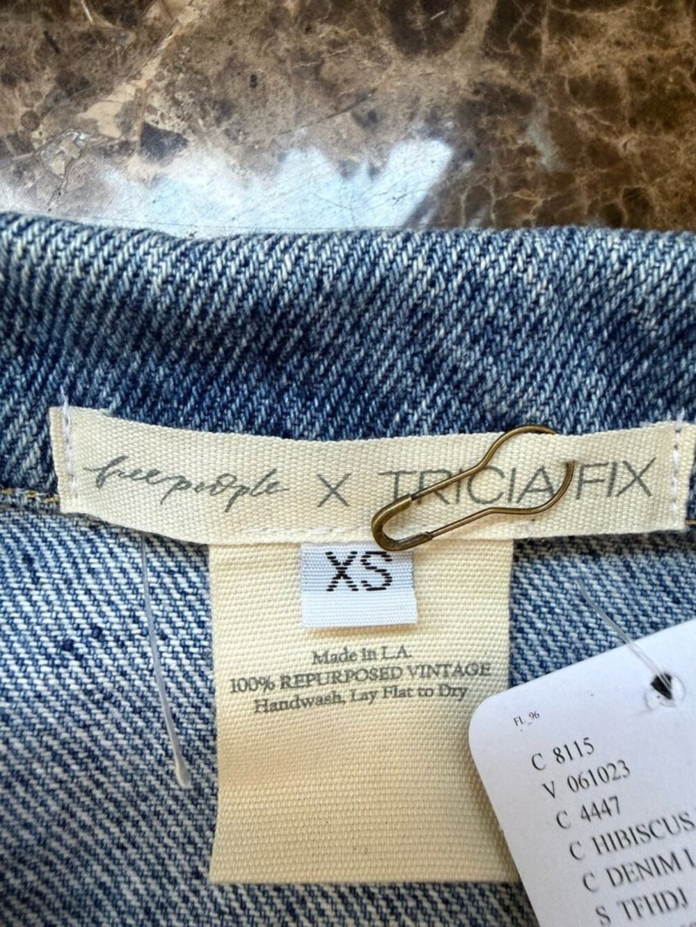 Free People x THNCLAFIX Women’s XS Hibiscus Denim Jacket Floral NWT - Picture 9 of 13